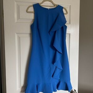 Julia Jordan Blue Asymmetrical Ruffled Cocktail Dress
